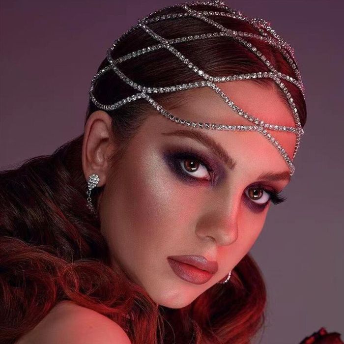 Chaîne Strass Pour Cheveux - Frange De Front - Bijoux Mariée Costume Gitane