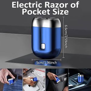 Mini Rasoir Électrique De Poche – Rechargeable USB – Noir – Pour Visage – Pratique En Voyage