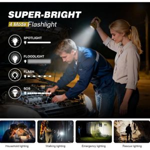Greadio Lampe de poche à remonter, radio AM FM portable d'urgence avec