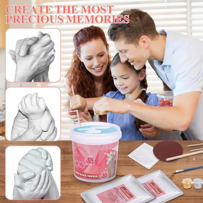 Kit De Moulage Main Couple Empreinte 3D Adultes Famille Pieds Et Mains Idee Cadeau Femme Et Homme Alginate Cadeau Amoureux Avec Plâtre Pour Moulages Cadeaux Créatifs De Sculpture En Plâtre
