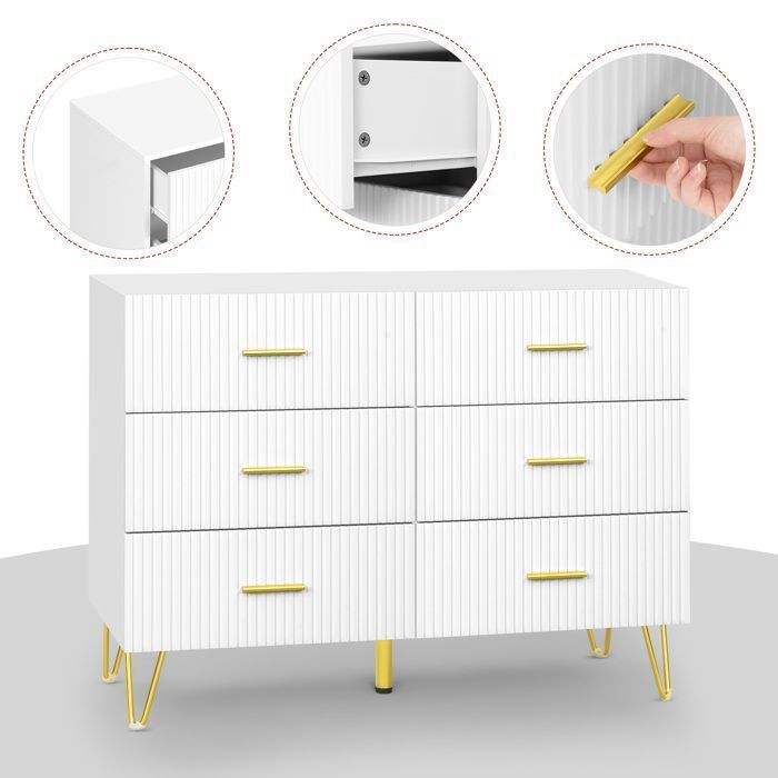 Commode 6 Tiroirs Commode Moderne Pour Chambre à Coucher Avec Design Anti Basculement 110lx40lx75hcmaspect Bois 99408621