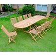 Salon de jardin - 10 personnes - KAJANG - Concept Usine - Teck massif - Table Ovale - 10 chaises - exotique - Marron-0