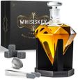 Whisiskey Carafe Whisky - Diamant - 900 ml - 4 Pierre à Whisky, Support, Bec Verseur - Vin Carafe Decanter - Bijoux - ​Cadeau homme-0