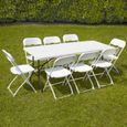 Table d'appoint pliante 180cm et 8 chaises de réception - MOB EVENT PRO - Urbain - Noir-0