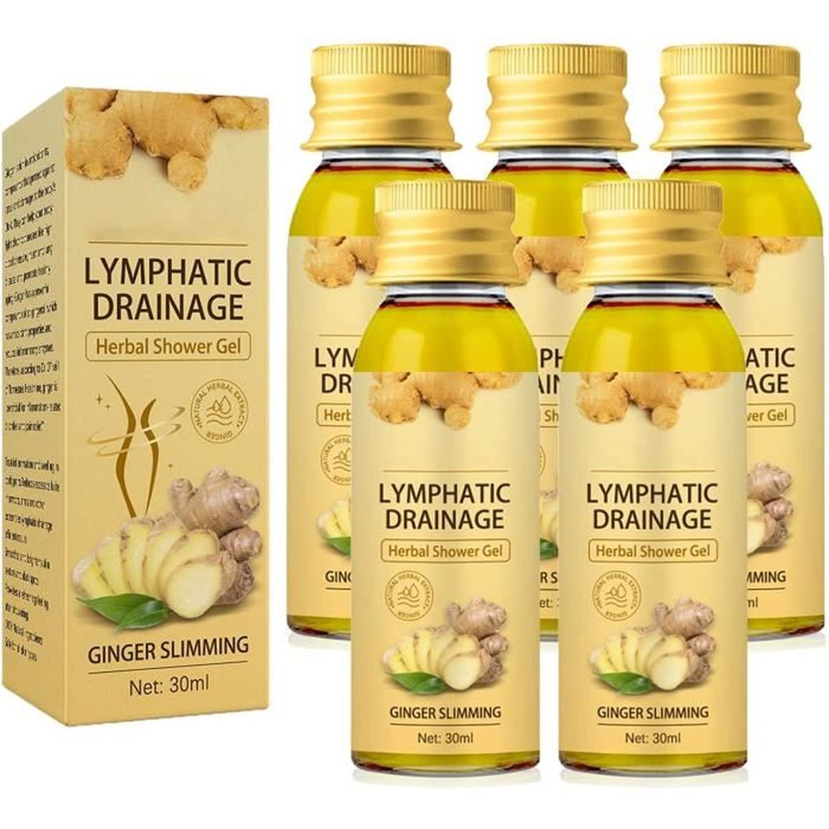 OVAI Lymphatic Drainage Ginger Shower Gel,Pro Lymphatic Drainage Herbal