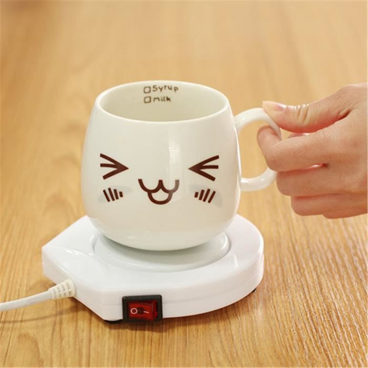 Chauffe-Tasse USB Électrique - Pad Chauffant Pour Café, Thé, Lait - Design Éléphant - Température Constante