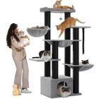 PAWZ Road Grand Arbre a Chat, Arbre à Chat avec Poteaux XXL 11 cm en Sisal, Hamacs Spacieux, Condo & Perchoir, 170 cm Gris