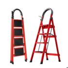 FOXSPORT Seven Comfort Escabeau - 4 marches - Acier - Pliant - 61×45×118cm(L-L-H)-Charge maximale 150 kg - Rouge