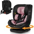 Siège-auto évolutif 40-150 cm LIONELO Bastiaan i-Size - Base pivotante 360° - ISOFIX - 0-36 kg - Groupe 0/1/2/3 - Noir/Rose