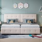 TRUXEN Lit double 180x200 cm en Velours - Tête de lit,lit coffre avec Sommier à lattes hydraulique adulte/enfant Cadre de lit,beige