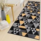 TAPISO Maya Tapis de Couloir Moderne Triangles Orange Gris Noir Fin 80 x 250 cm