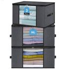 YANX 3 pièces Sac de Rangement, Grande Capacité pliable Boîte de rangement 70L, pour Couette, Literie, Vêtements, Oreillers, Gris