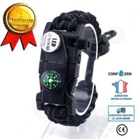 CONFO® Bracelet de lumière LED multifonctionnel de sortie en plein air bracelet de survie réglable en corde de parapluie tissé à la