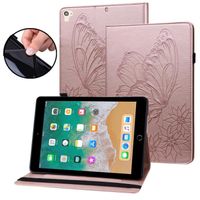 Coque Étui iPad 9.7, iPad 6, iPad 5, iPad Air 2, iPad Air 1 Tablette Housse Cover Relief Papillon avec PU Cuir et Stand,Or rose
