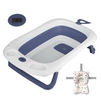 Baignoire pliante évolutive pour bébé avec thermomètre et coussin de bain - SINBIDE - Bleu foncé