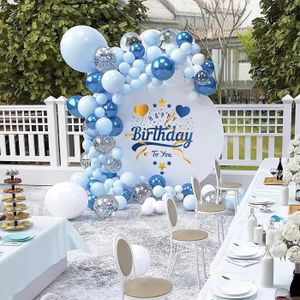 BALLON DÉCORATIF  80Pcs Ballons Bleu,Ballon Blanc Ballons Confettis 