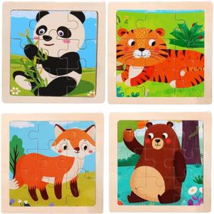 PUZZLE Puzzles en Bois Jouets Montessori Lot de 4 Puzzles Animaux de 9 Pièces Chacun. Parfait pour L'éducation et L'apprentissage.[Q32]