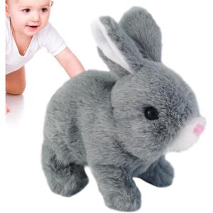 Pipihome Jouet Lapin Électrique Interactif En Peluche - Marche, Son Et Oreilles Qui Bougent (Gris)