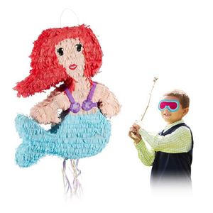 Piñata Relaxdays- Pinata à Suspendre Sirène pour Enfants à remplir Anniversaire Jeux décoration, coloré, 10025178