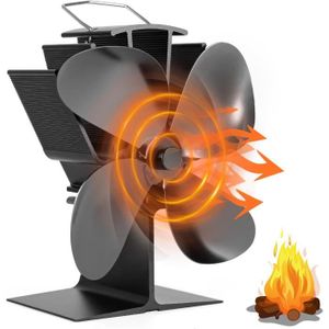 POÊLE À BOIS ventilateur poele à bois alimenté par la chaleur 4 lames pour brûleur-bûches-cheminée, 60°C-104° F Départ rapide circulation d'a16