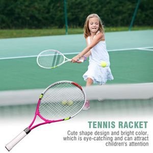 RAQUETTE DE TENNIS YOSOO Raquette de tennis simple durable en corde pour l'entraînement et la pratique des enfants (Rose Rouge) LS015