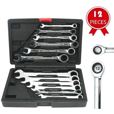 2 Clés Mixtes à Cliquet Flexible 12mm - 72 Dents, Métrique, Pour Travaux Mécaniques Précision