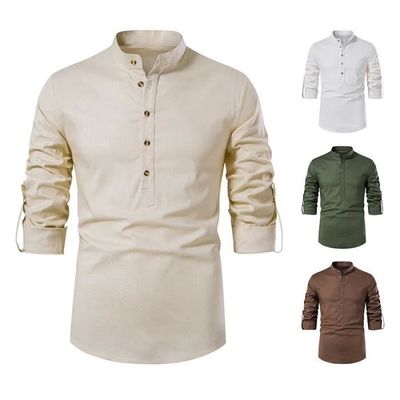 Chemise à nches longues décontractée et d'affaires pour hommes, à