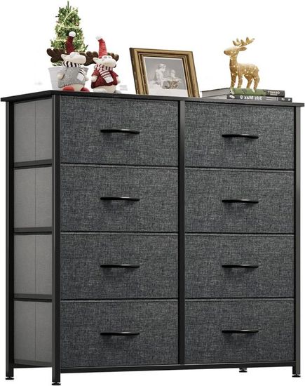 YITAHOME Commode 7 Tiroirs En Tissu - 86x30x98cm, Dessus Bois - Rangement Chambre, Salon, Enfant