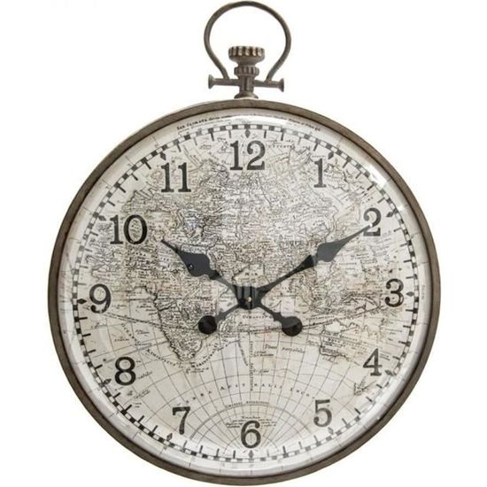 Horloge métal Vitre bombée Diam 55 cm Atmosphera
