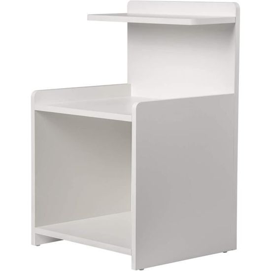 Table D'Appoint En Forme De S ESituro - Bout De Canapé Avec 3 Étagères, Blanc