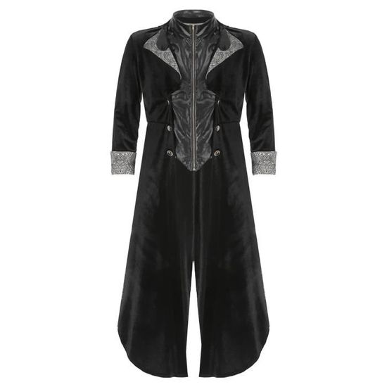 IEEILULU Veste Steampunk Homme - Manteau Rétro Gothique Victorien Renaissance Médiéval Long Avec Accessoires Pour Cosplay Halloween Carnaval