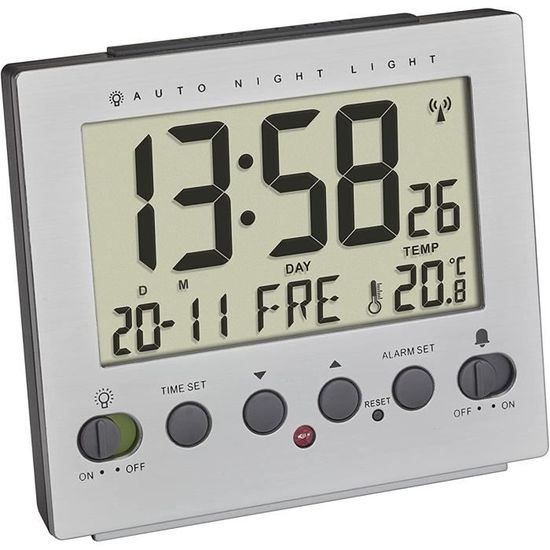 Réveil Numérique LED Avec écran LCD Grand Format - Rétroéclairage Automatique, Capteur De Lumière - Pour Maison, Bureau, Voiture