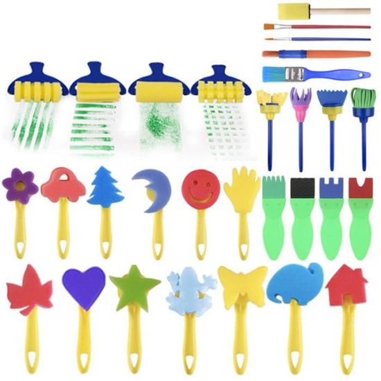 Lot 40 Pinceaux Mousse Manche Bois – Idéal Enfants & Adultes Pour Peinture, Loisirs Créatifs