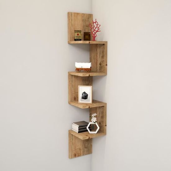 yurupa etagere d angle etagere murale etagere en forme zigzag bibliotheque wl9 cdiscount maison