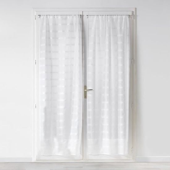 Voilage Passe-Tringle Edenia Blanc - Paire 2 X 70 X 240 Cm, Voile Sablé Brodé, Oeko-Tex