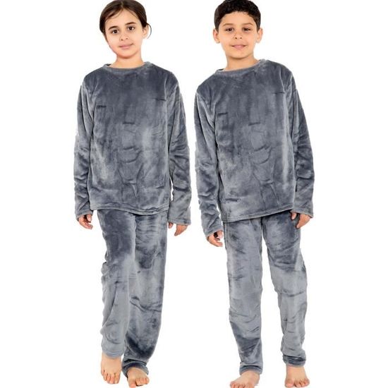 A2Z 4 Kids Kinderen Warm Fleece Twosie Capuchon Pyjama - PJS 215 Black 5-6