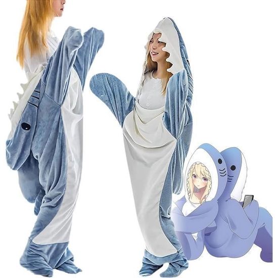 Couverture à Capuche Requin JOREAY - Déglingue Et Confortable | Sac De Couchage Adulte/Enfant | Déguisement Halloween