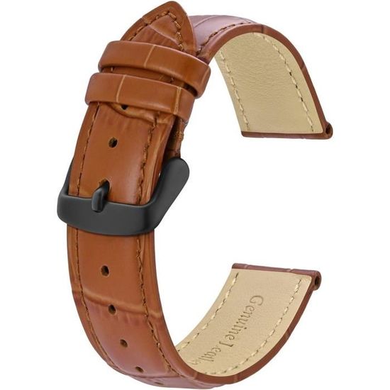 Bracelet De Montre Vintage En Cuir Crocodile Véritable – 16 Mm Ou 18 Mm – Classique Et Intemporel