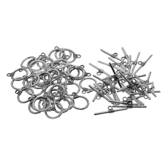 Lot De 150 Fermoirs à Bascule Tibétains En Cœur - Alliage Vieilli Argent Et Or Antique Pour Bijoux