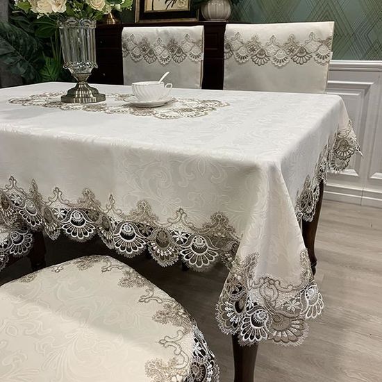 Très grande nappe brodée en lin Linvosges neuve + 10 serviettes brodées sur Gens de Confiance