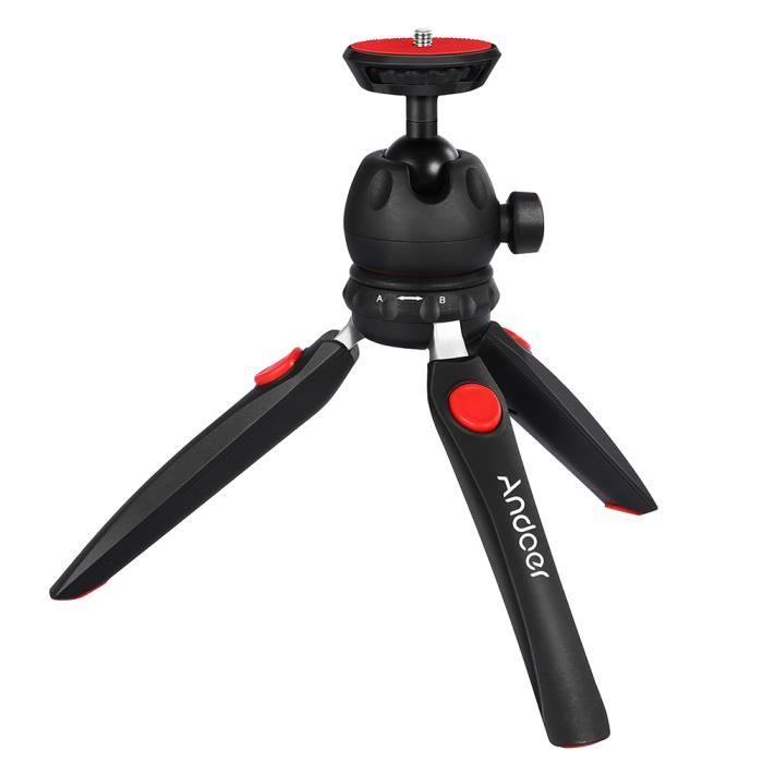 Andoer Mini trépied de table téléphone caméra trépied amovible rotule portable pliable avec 1/4 -vis de montage pour caméras DSLR