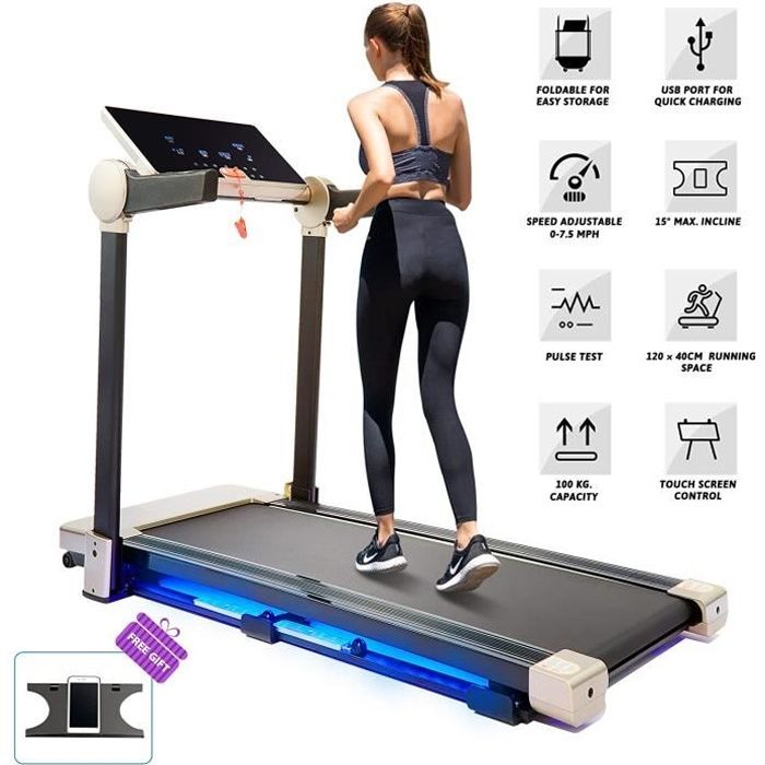 2230W Tapis de Course Électrique, Motorisé 12 km/h avec 12 Programmes, Tapis Roulant de Fitness Silencieux avec Écran LCD