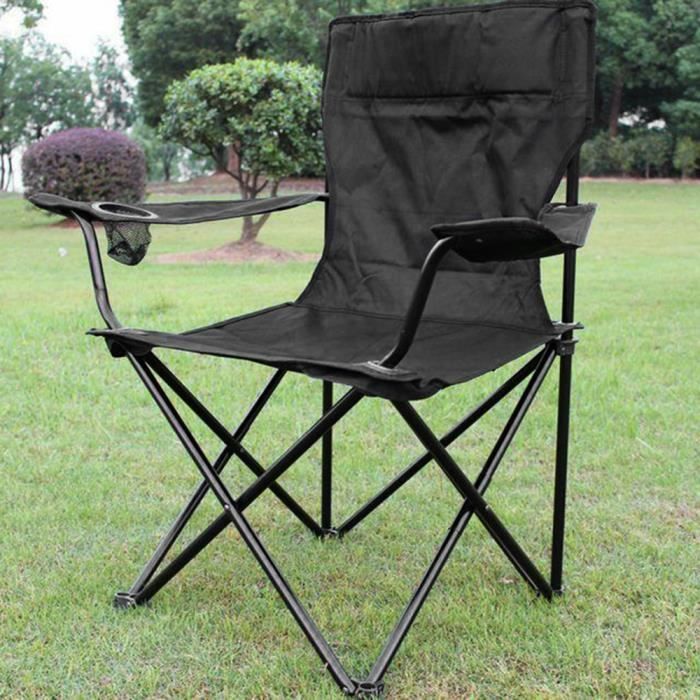 WISS Chaise Pliante Pour Camping Siège Pêche Randonnée Noir