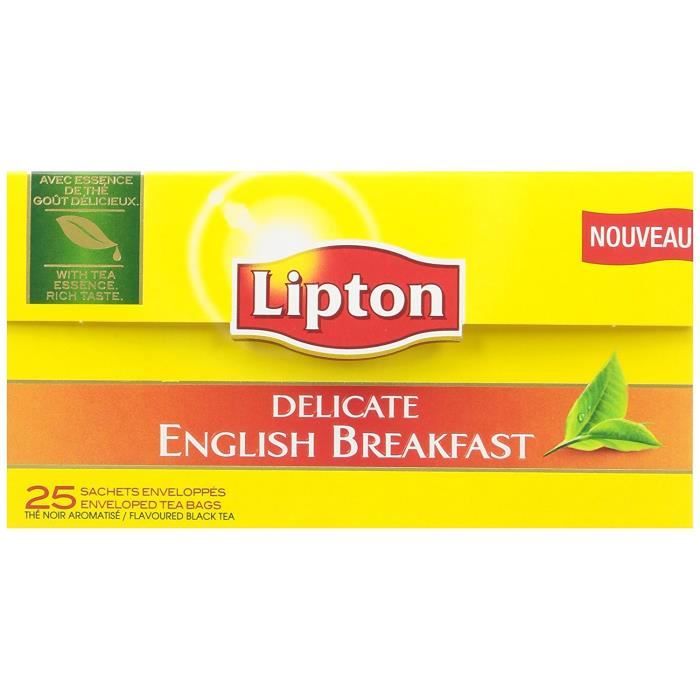 Lipton Thé Delicate English Breakfast 25 Sachets 38g - Lot de 6