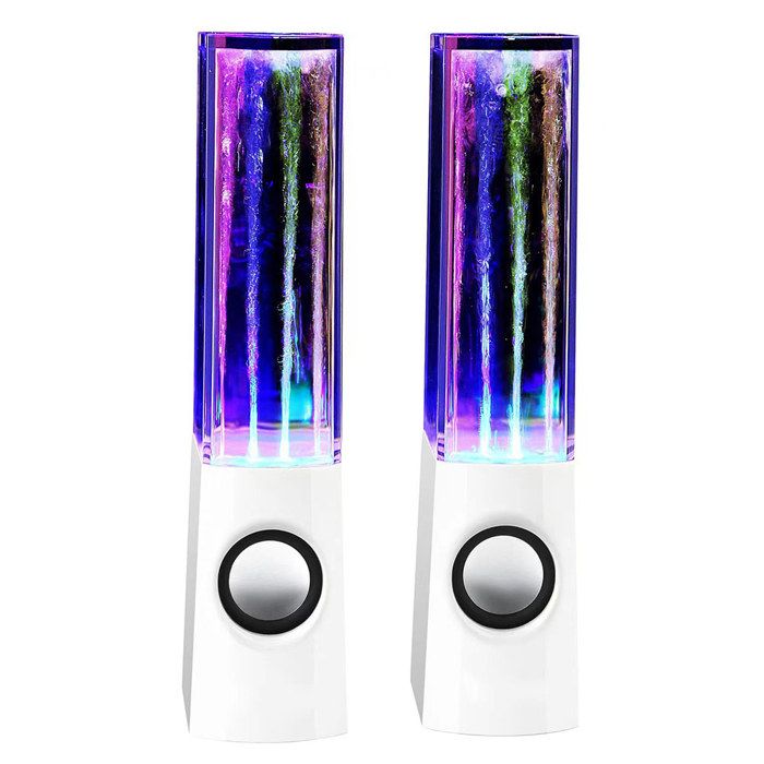 PAIRE D'ENCEINTE A JET D'EAU SPEAKER POUR MOBILE ORDINATEUR PC MP3 ECLAIRAGE LED