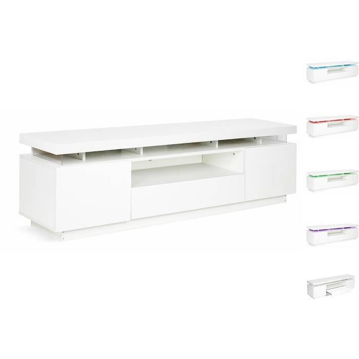 Meuble TV LED -Ruth- Laqué - Blanc
