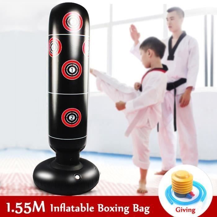 Sac De Frappe Boxe Sur Pied 155 CM Punching Ball Gonflable Adultes Enfants