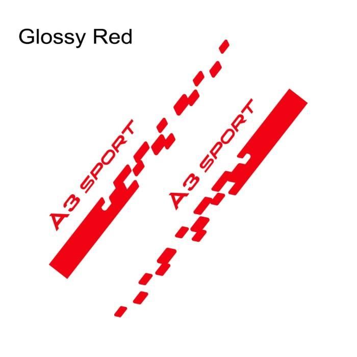 Glossy Red A8 -Bandes latérales autocollantes, 2 pièces, pour Audi A1 A2 A3 8p 8v 8l A4 b5 b6 b7 b8 b9 A5 A6 c5 c6 c7 A7 A8 Q2 Q3 Q5
