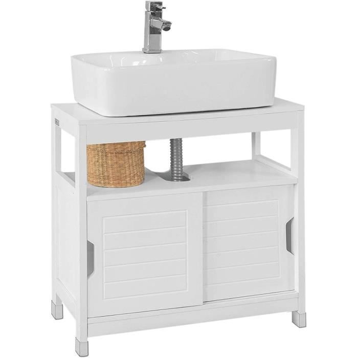 MEUBLE DE RANGEMENT SoBuyreg FRG128W Meuble sousLavabo Meuble de Salle de Bain Vasque 1 eacutetage et 2 Portes coulissantes Bla352