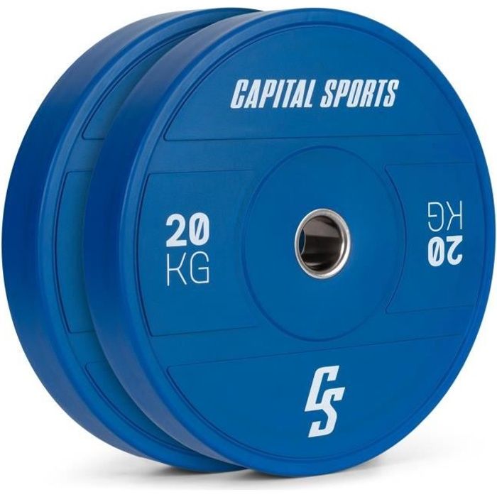 Disques pour haltères, barres Cross-Training et olympiques -CAPITAL SPORTS Nipton 2021 -2x 15kg - Bleu